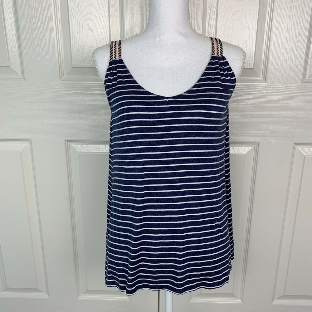 NWT MAX STUDIO Stripe Tank Top Shirt Aztec Straps